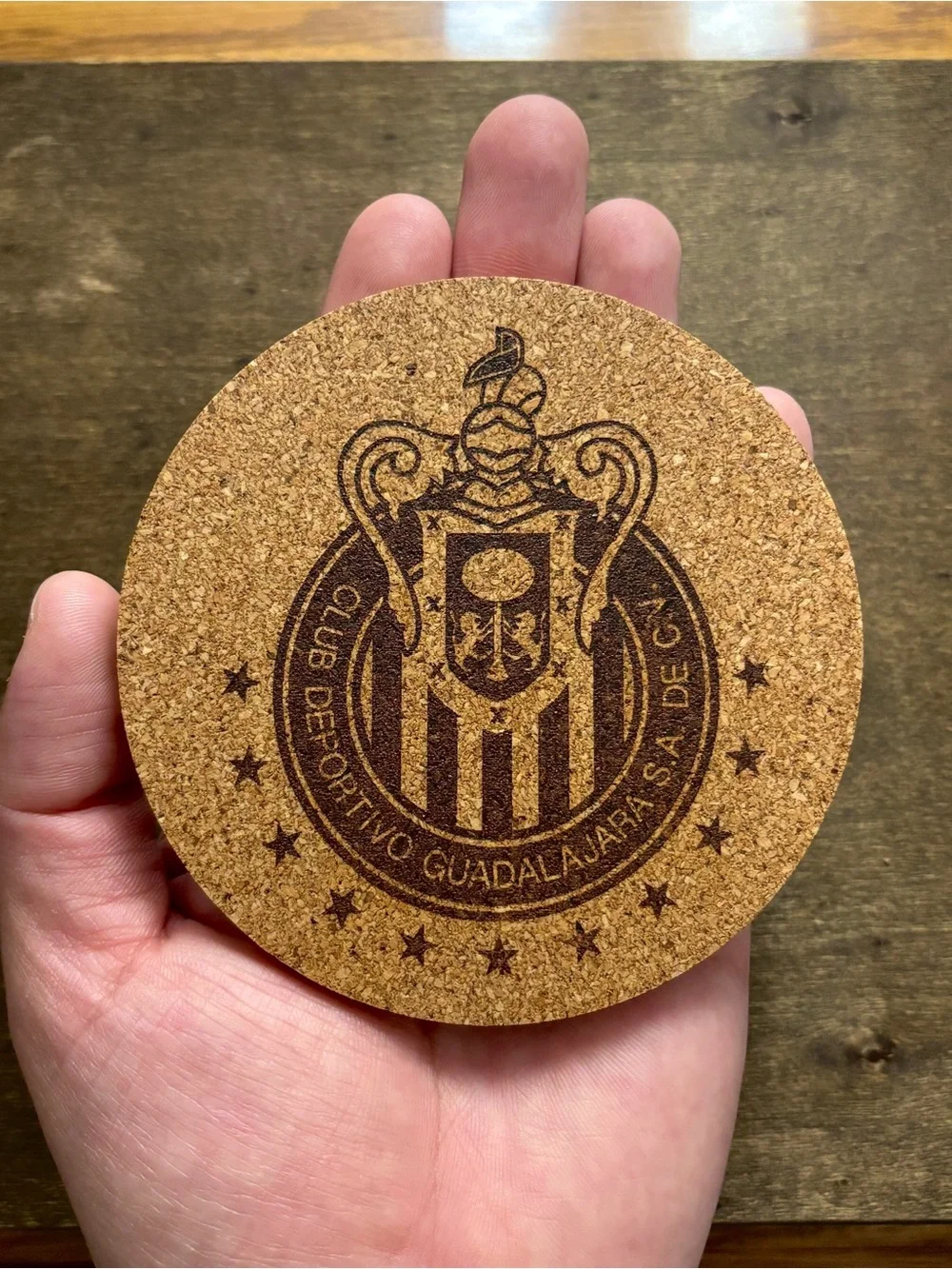 Guadalajara Chivas Logo Laser Engraved Cork Coaster
